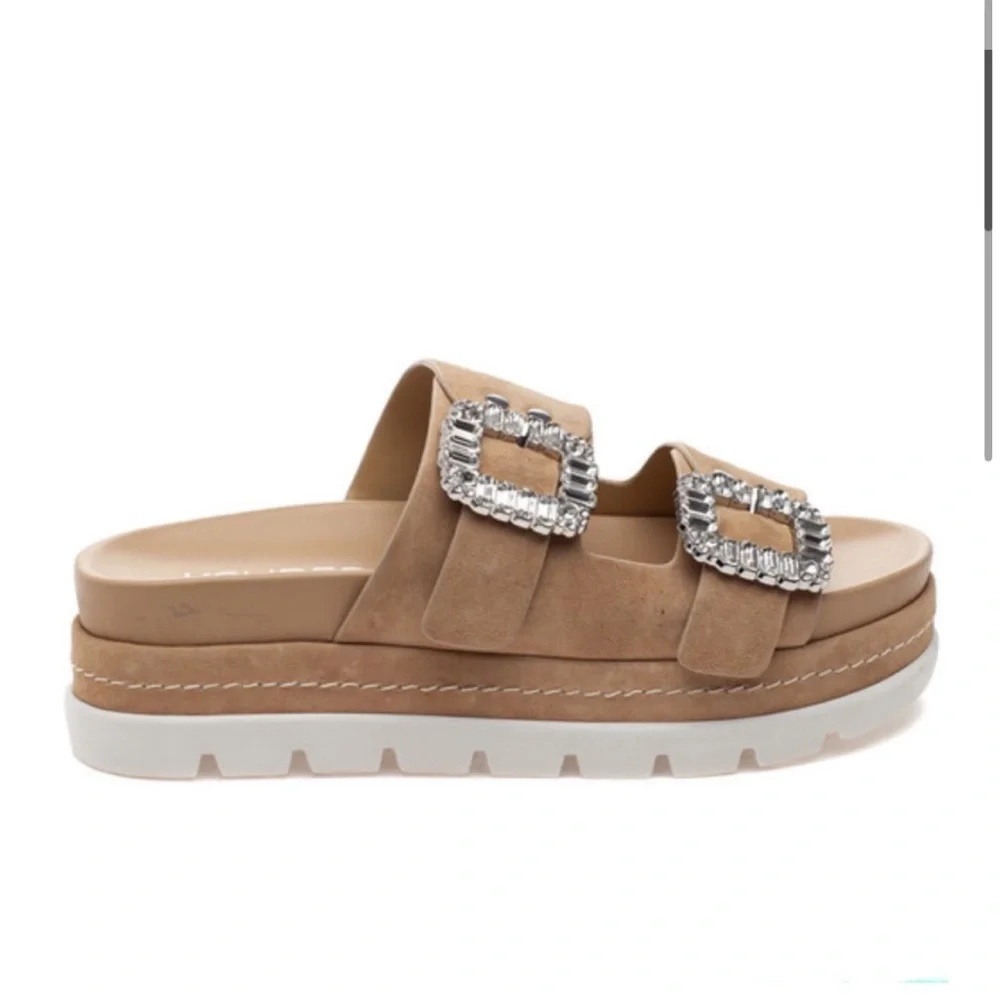 NWT J/SLIDES RICE Sand Suede Sandal - Picture 2 of 15